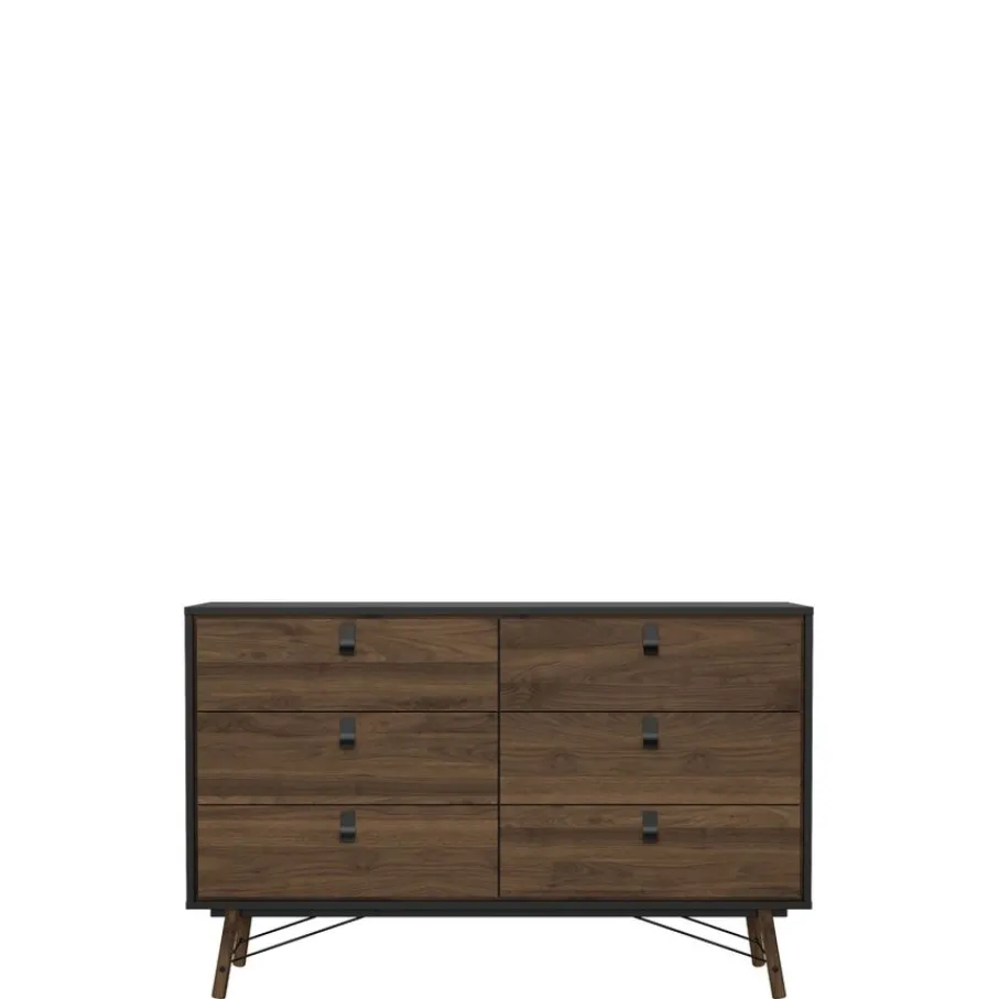 Opbergkasten< Ladekast Denver Zwart / Walnoot - 150x95x40 cm