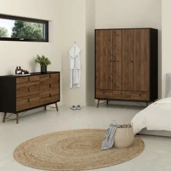 Opbergkasten< Ladekast Denver Zwart / Walnoot - 150x95x40 cm