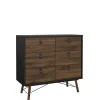 Opbergkasten< Ladekast Denver Zwart / Walnoot - 102x95x40 cm