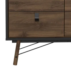 Opbergkasten< Ladekast Denver Zwart / Walnoot - 102x95x40 cm