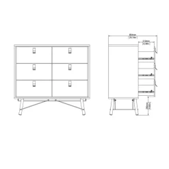 Opbergkasten< Ladekast Denver Zwart / Walnoot - 102x95x40 cm