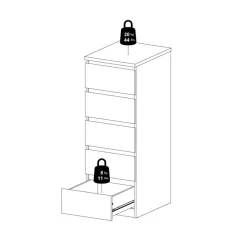 Opbergkasten< Ladekast Luna Hoogglans Wit - 41x112x50 cm