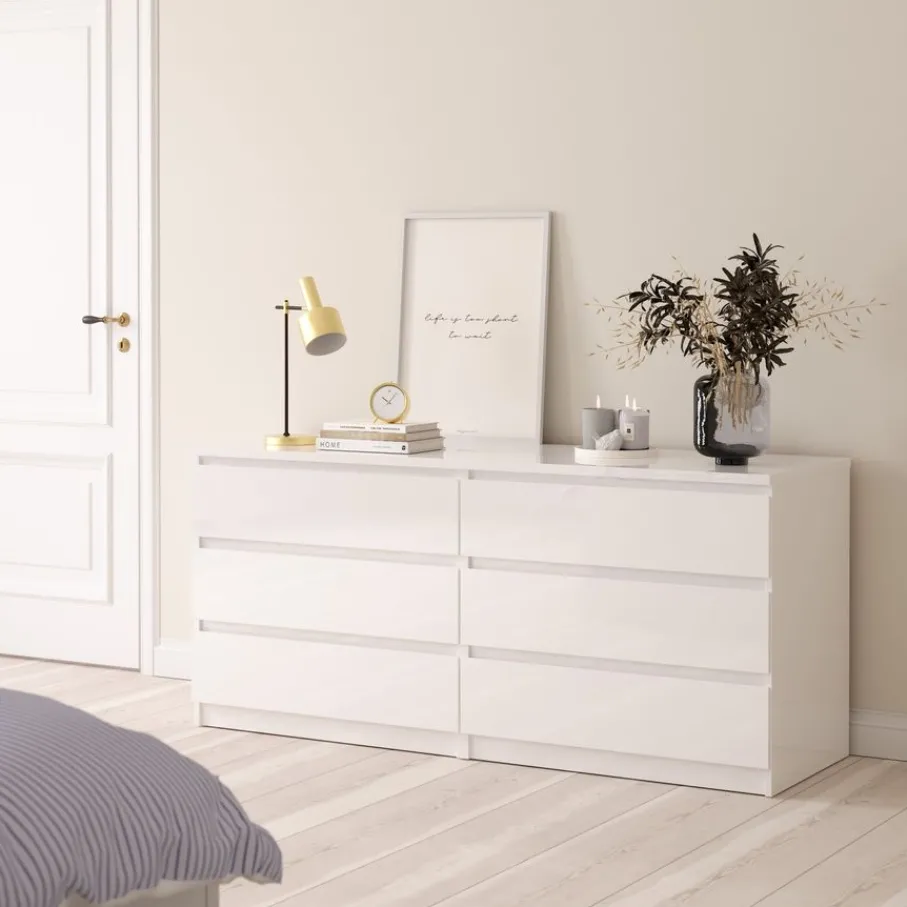 Opbergkasten< Ladekast Luna Hoogglans Wit - 154x71x50 cm