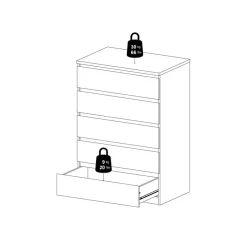 Opbergkasten< Ladekast Luna Hoogglans Wit - 77x112x50 cm