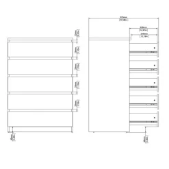 Opbergkasten< Ladekast Luna Hoogglans Wit - 77x112x50 cm