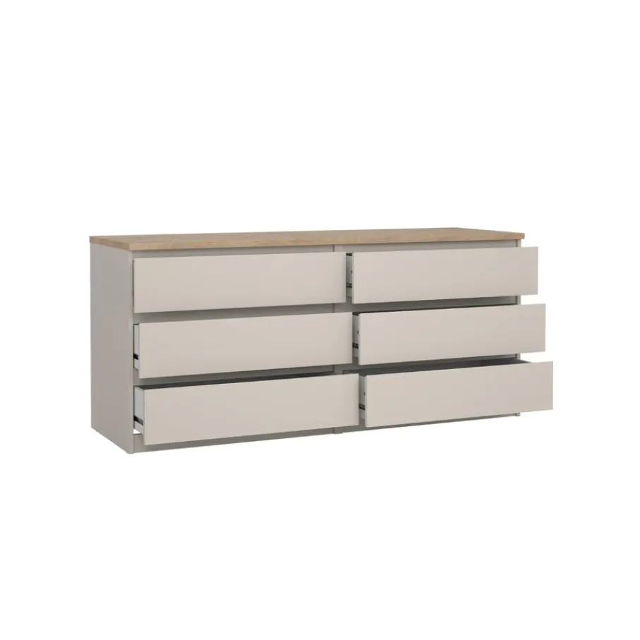 Opbergkasten< Ladekast Luna Taupe / Eiken - 154x71x50 cm