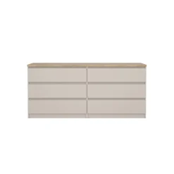 Opbergkasten< Ladekast Luna Taupe / Eiken - 154x71x50 cm