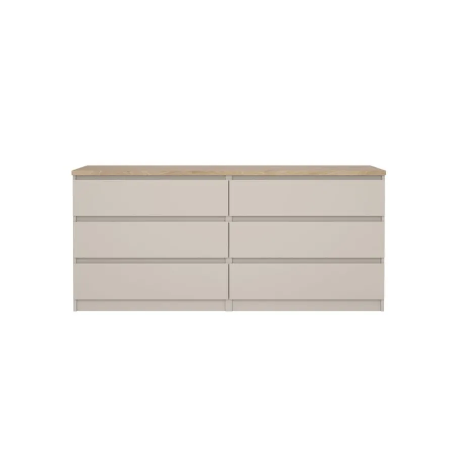 Opbergkasten< Ladekast Luna Taupe / Eiken - 154x71x50 cm