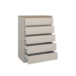 Opbergkasten< Ladekast Luna Taupe / Eiken - 77x112x50 cm