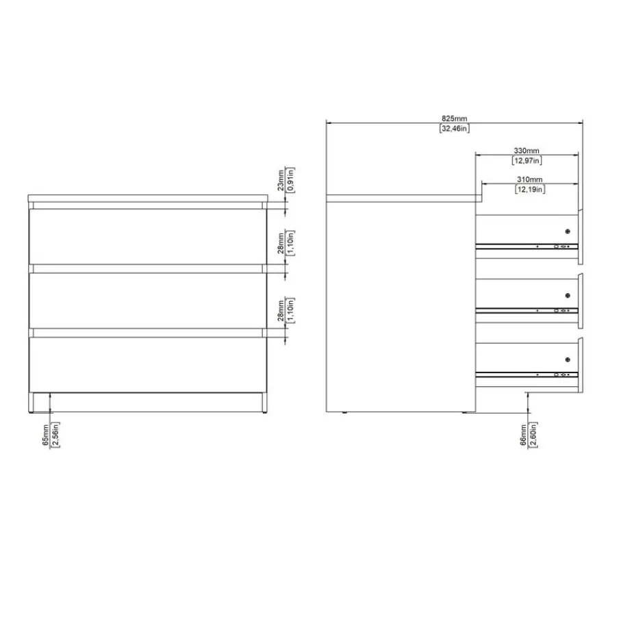 Opbergkasten< Ladekast Luna Wit - 77x71x50 cm