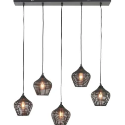 Hanglampen<Light - Living Light & Living Hanglamp Alvaro Zwart - 5 x E27 - 100 cm breed