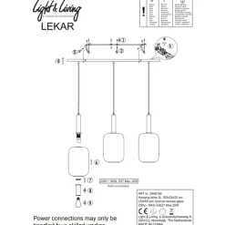 Hanglampen<Light - Living Light & Living Hanglamp Lekar Goud - 3 x E27 - 100 cm breed