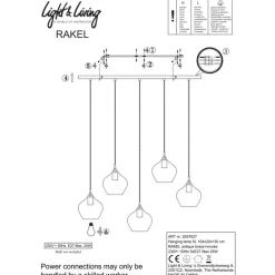Hanglampen<Light - Living Light & Living Hanglamp Rakel Brons - 5 x E27 - 104 cm breed