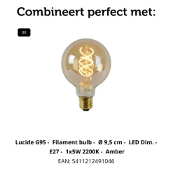 Hanglampen<Lucide Hanglamp Danza Goud - 3 x E27 - 130 cm breed