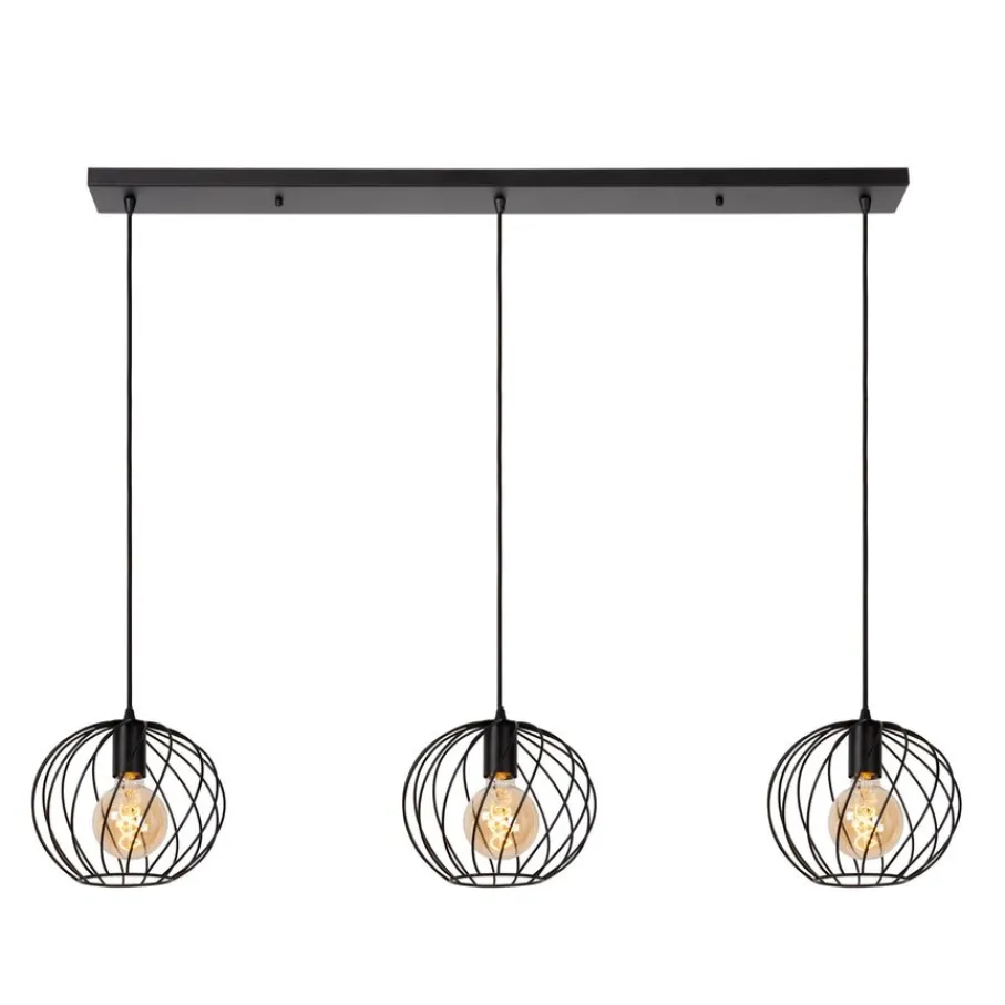 Hanglampen<Lucide Hanglamp Danza Zwart - 3 x E27 - 130 cm breed