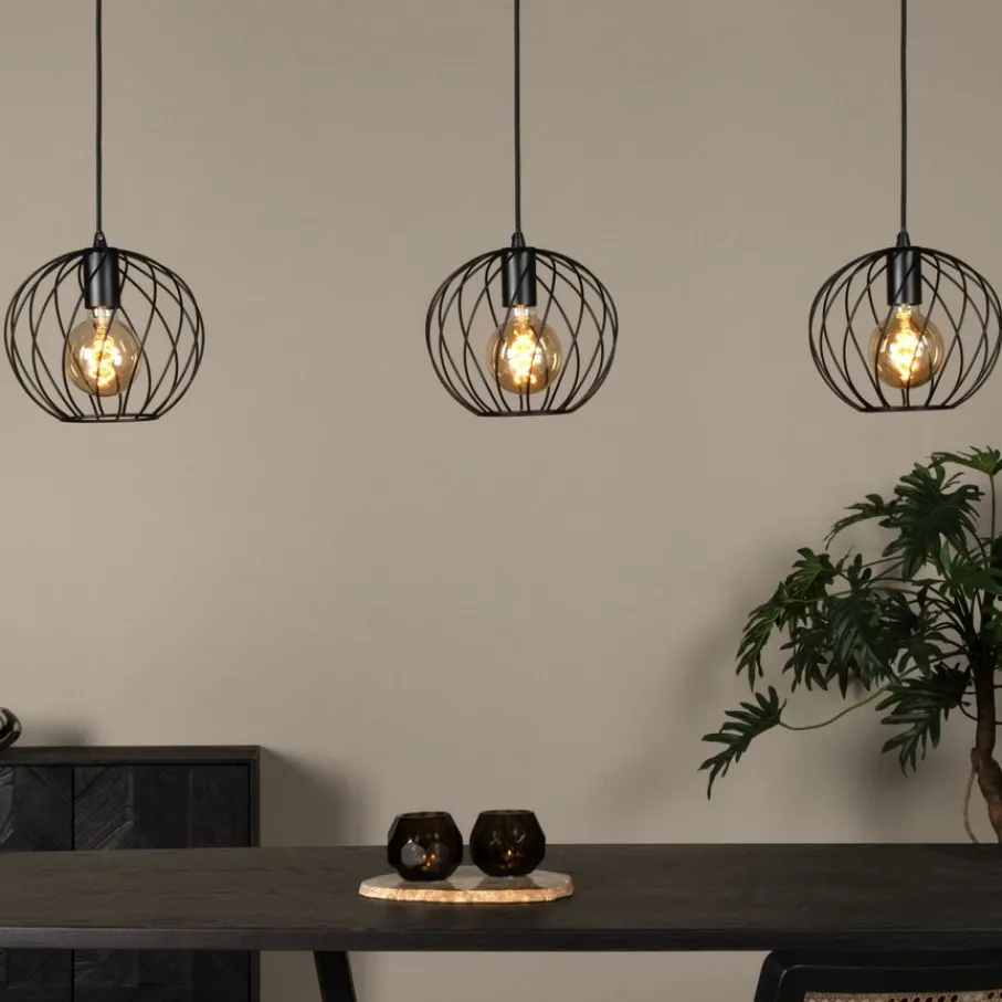 Hanglampen<Lucide Hanglamp Danza Zwart - 3 x E27 - 130 cm breed