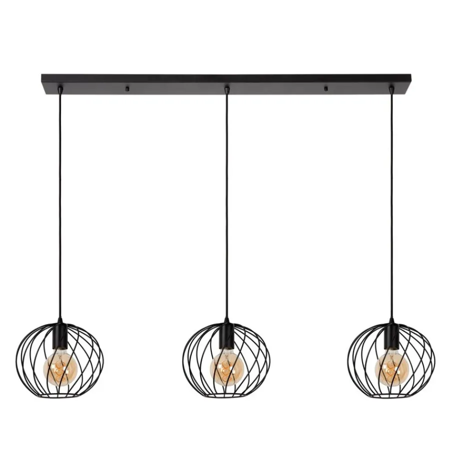 Hanglampen<Lucide Hanglamp Danza Zwart - 3 x E27 - 130 cm breed