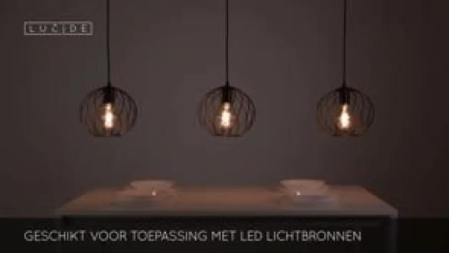Hanglampen<Lucide Hanglamp Danza Zwart - 3 x E27 - 130 cm breed