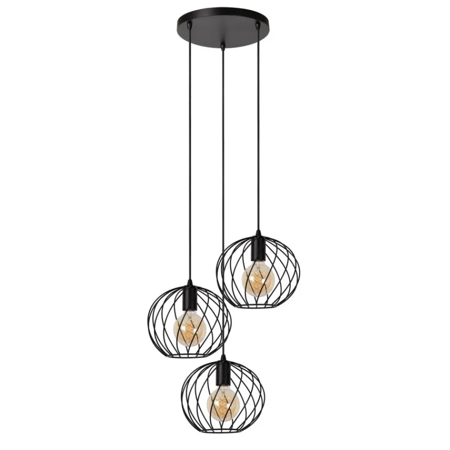 Hanglampen<Lucide Hanglamp Danza Zwart - 3 x E27 - Ø 50 cm