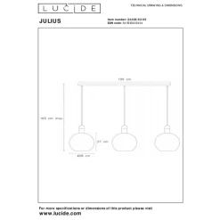 Hanglampen<Lucide Hanglamp Julius Zwart - 3 x E27 - 105 cm breed