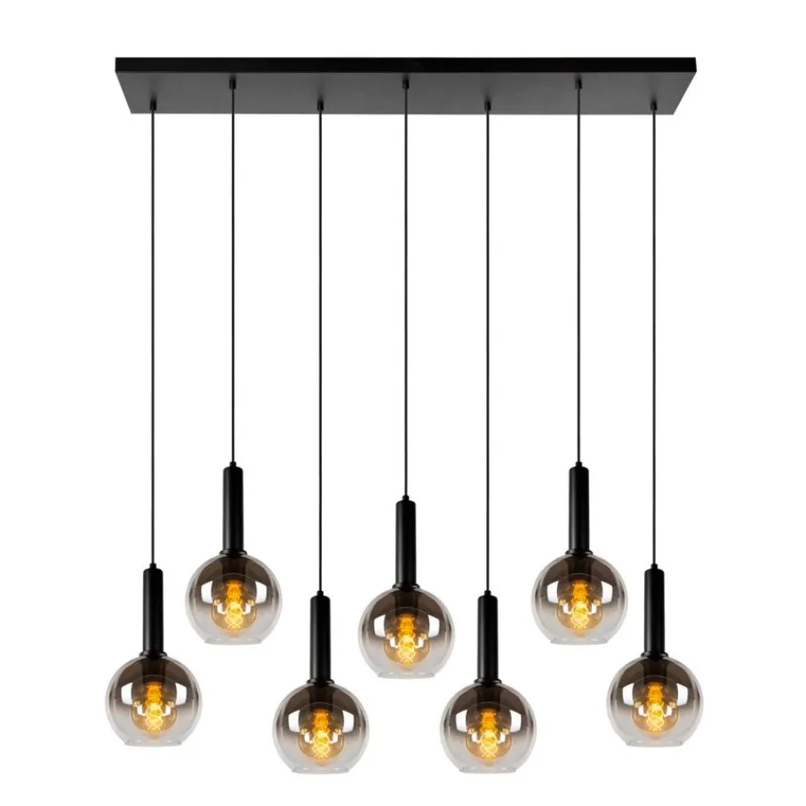 Hanglampen<Lucide Hanglamp Marius Zwart - 7 x E27 - 130 cm breed