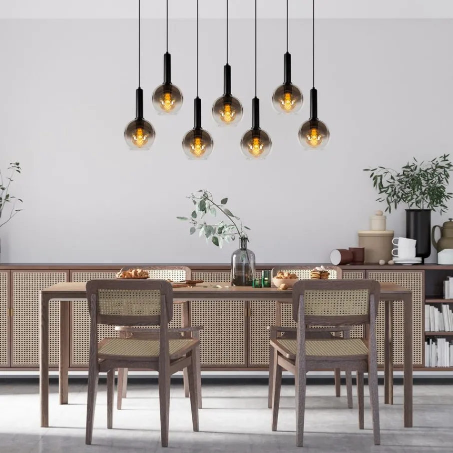 Hanglampen<Lucide Hanglamp Marius Zwart - 7 x E27 - 130 cm breed