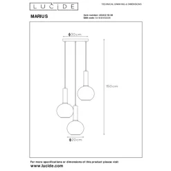 Hanglampen<Lucide Hanglamp Marius Zwart - 3 x E27 - Ø 49 cm