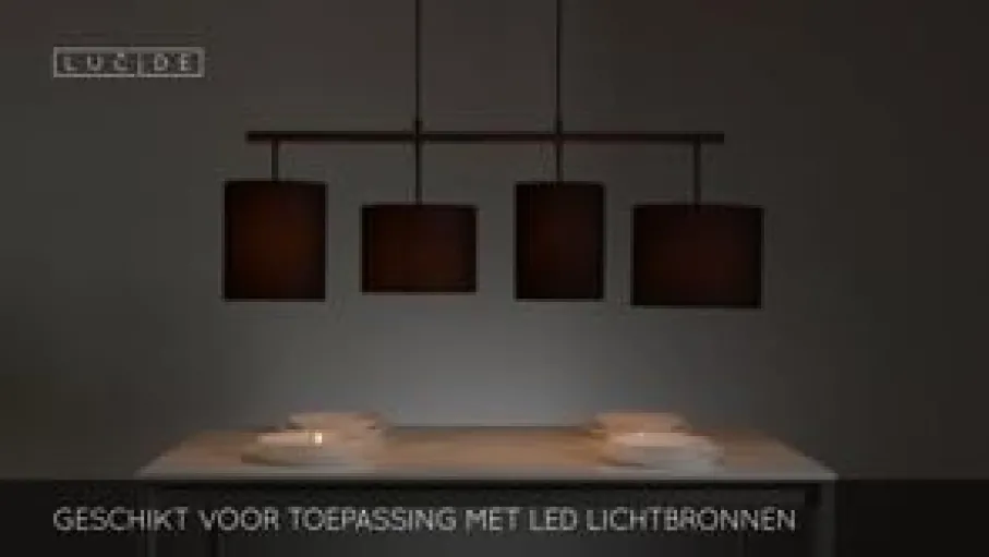 Hanglampen<Lucide Hanglamp Maya Zwart - 4 x E27 - 107 cm breed