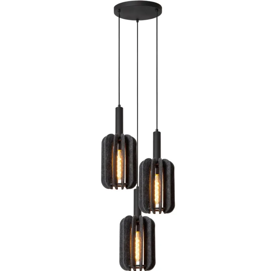 Hanglampen<Lucide Hanglamp Rafal Grijs - 3 x E27 - Ø 50 cm