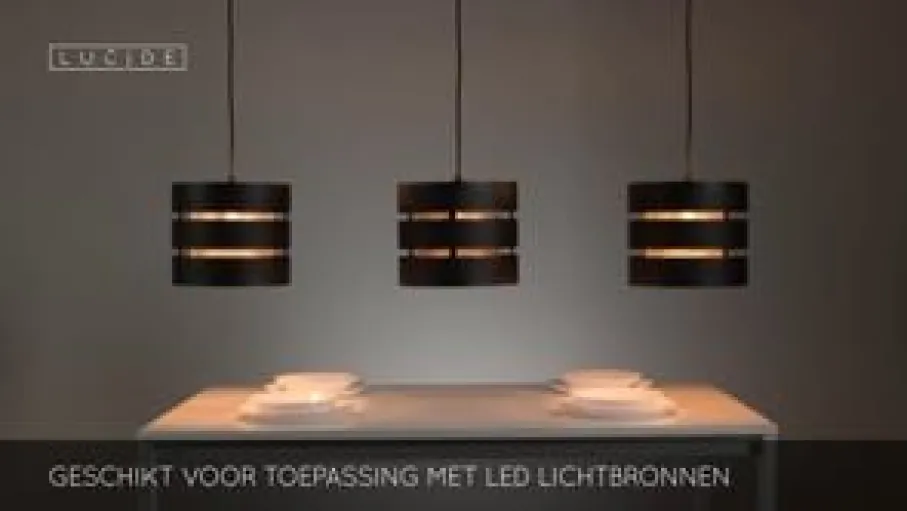 Hanglampen<Lucide Hanglamp Rosas Zwart - 3 x E27 - 130 cm breed