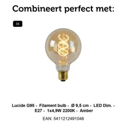 Hanglampen<Lucide Hanglamp Rosas Zwart - 3 x E27 - 130 cm breed