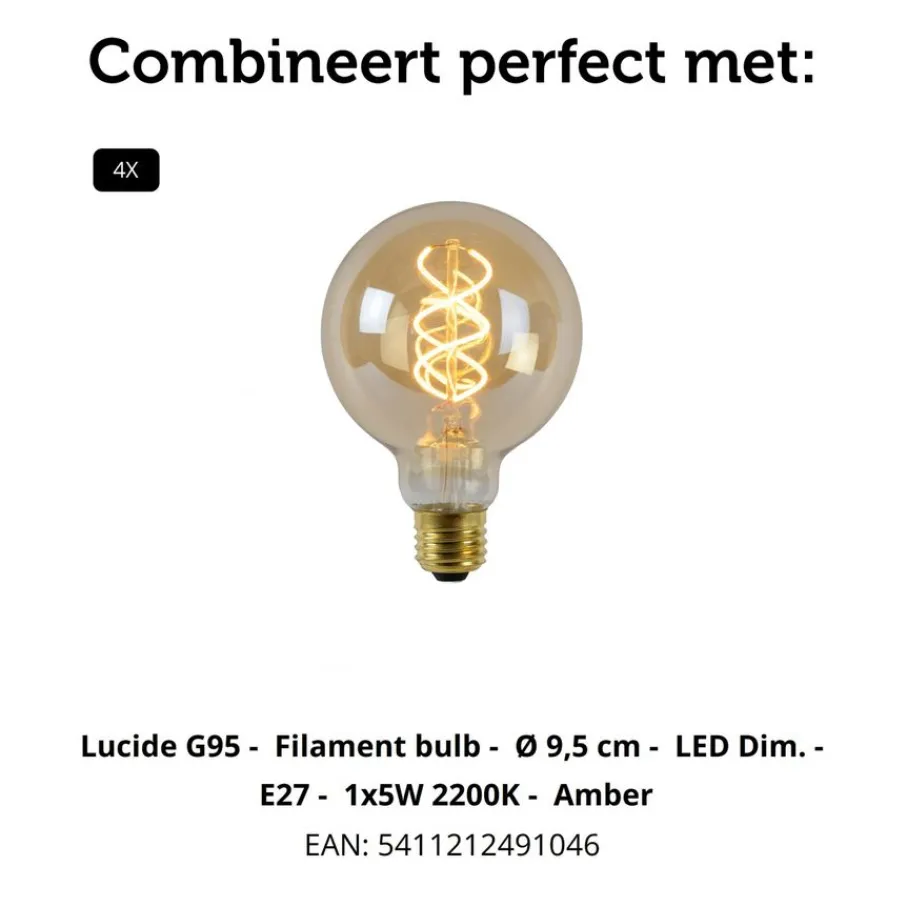 Hanglampen<Lucide Hanglamp Suus Zwart - 4 x E27 - 108 cm breed