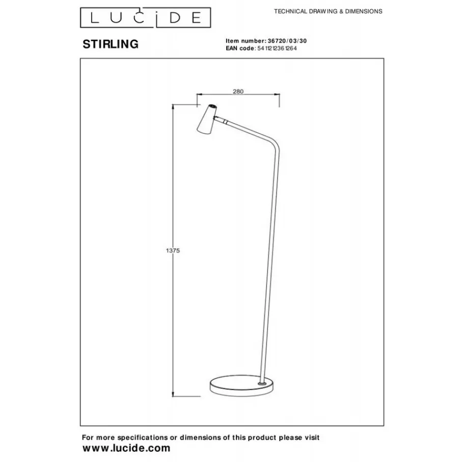 Vloerlampen<Lucide Oplaadbare Vloerlamp Stirling Zwart - LED - 138 cm hoog