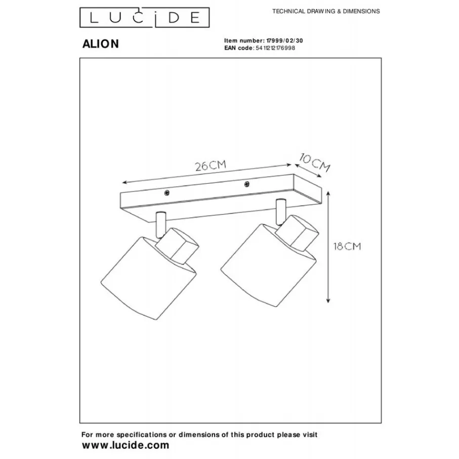 Spots<Lucide Plafondspot Alion Zwart - 2 x E14 - 26x10 cm