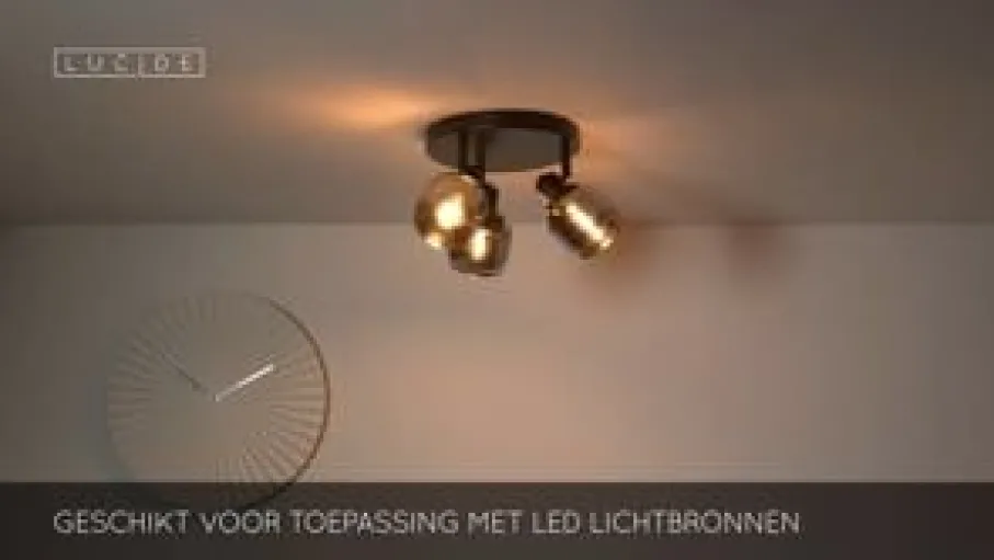 Spots<Lucide Plafondspot Bjorn Zwart - 4 x E14 - Ø 38 cm