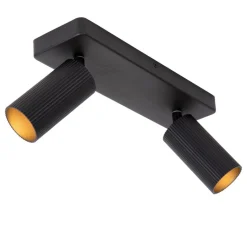 Spots<Lucide Plafondspot Clubs Zwart - 2 x GU10 - 31x9 cm