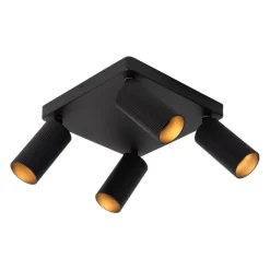Spots<Lucide Plafondspot Clubs Zwart - 4 x GU10 - 24x24 cm