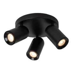Spots<Lucide Plafondspot Punch Zwart - 3 x GU10 - Ø 21 xm