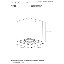 Spots<Lucide Plafondspot Tube Zwart - GU10 - 10x10 cm