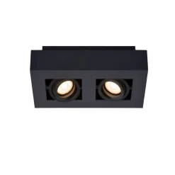 Spots<Lucide Plafondspot Xirax Zwart - 2 x GU10 - 14x25 cm