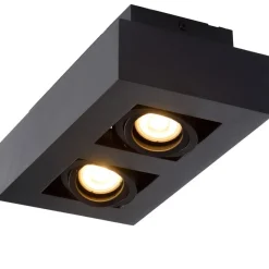 Spots<Lucide Plafondspot Xirax Zwart - 2 x GU10 - 14x25 cm