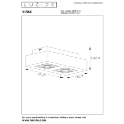 Spots<Lucide Plafondspot Xirax Zwart - 2 x GU10 - 14x25 cm
