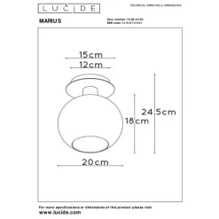 Plafonnières<Lucide Plafonniere Marius Zwart - E27 - Ø 20 cm