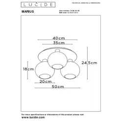 Plafonnières<Lucide Plafonniere Marius Zwart - 3 x E27 - Ø 55 cm