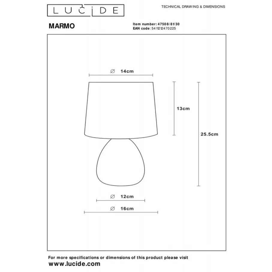 Tafellampen<Lucide Tafellamp Marmo Zwart - E14 - 26 cm hoog