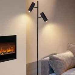 Vloerlampen<Lucide Vloerlamp Clubs Zwart - 2 x GU10 - 140 cm hoog