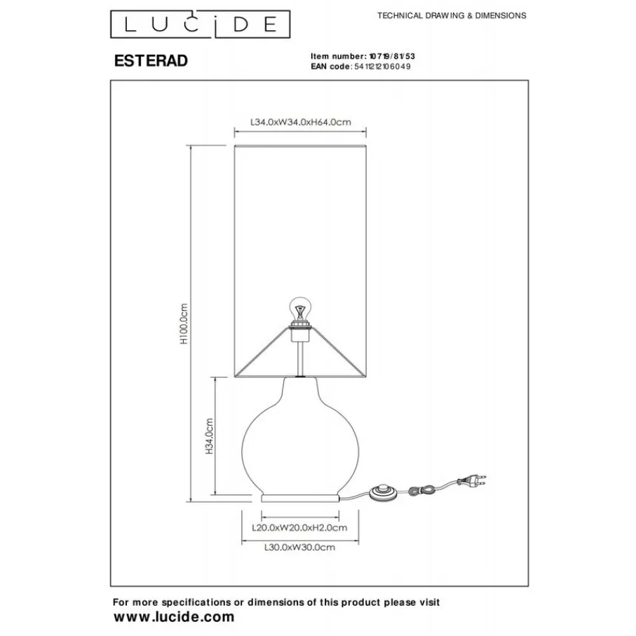 Vloerlampen<Lucide Vloerlamp Esterad Oranje - E27 - 100 cm hoog
