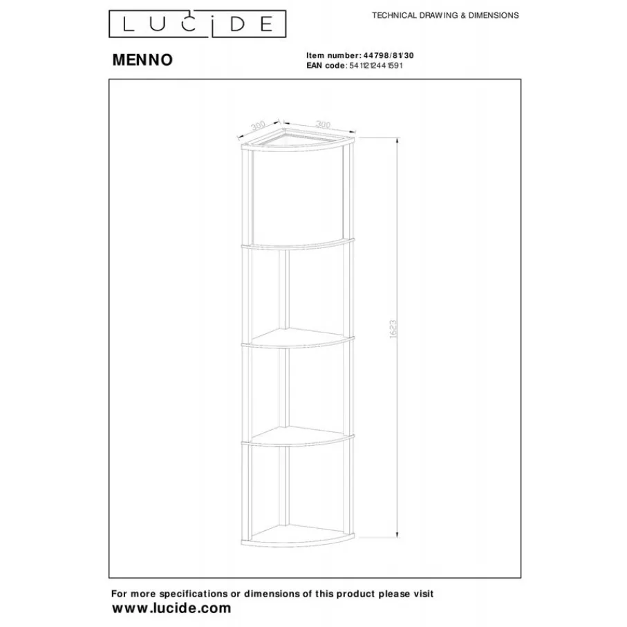 Vloerlampen<Lucide Vloerlamp Menno Zwart - E27 - 163 cm hoog