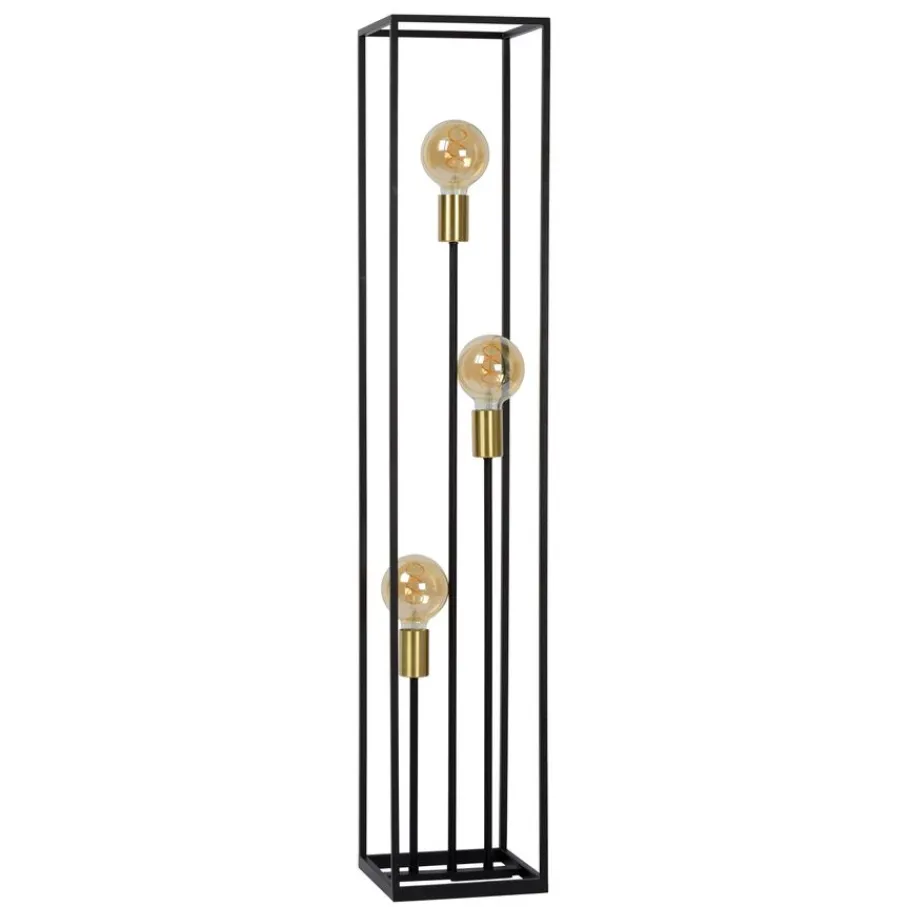 Vloerlampen<Lucide Vloerlamp Ruben Zwart - 3 x E27 - 120 cm hoog