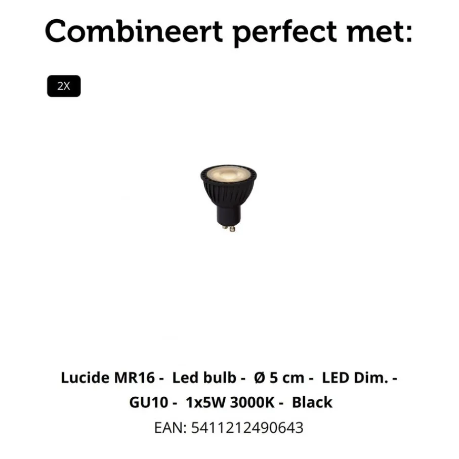 Wandlampen<Lucide Wandlamp Bondi Zwart - GU10 - 18 cm hoog